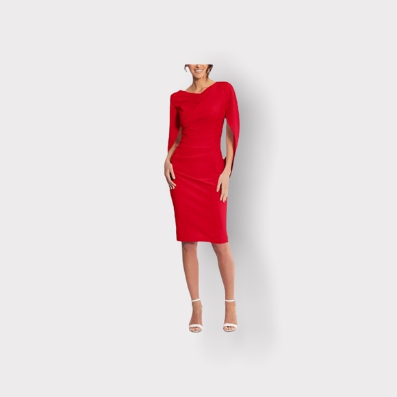 Betsy & Adam Dresses & Skirts - New Betsy & Adam Red Caped Sheath Dress